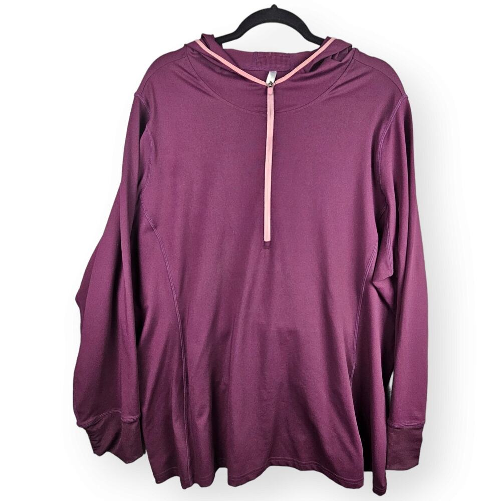 Fabletics 4XL Maroon Half Zip Plus Sized Women Hooded Active Athletic Pull Over